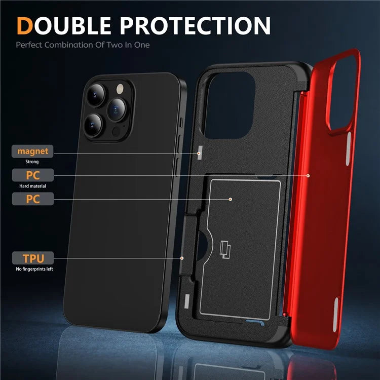 For iPhone 13 Pro Case TPU+PC Phone Cover with Kickstand / Card Holder Slot