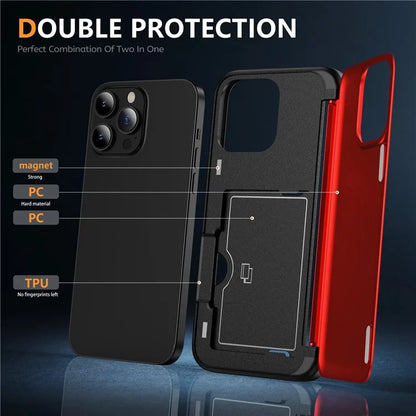 For iPhone 13 Pro Case TPU+PC Phone Cover with Kickstand / Card Holder Slot