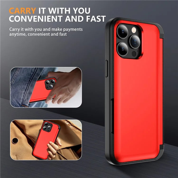 For iPhone 13 Pro Case TPU+PC Phone Cover with Kickstand / Card Holder Slot