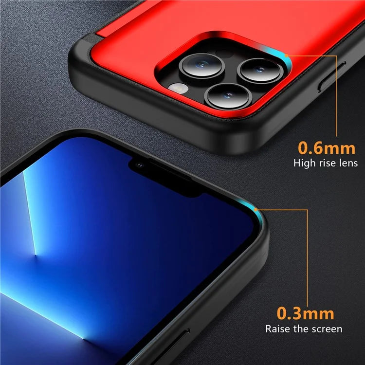 For iPhone 13 Pro Case TPU+PC Phone Cover with Kickstand / Card Holder Slot