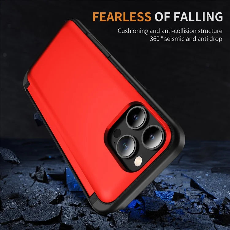 For iPhone 13 Pro Case TPU+PC Phone Cover with Kickstand / Card Holder Slot