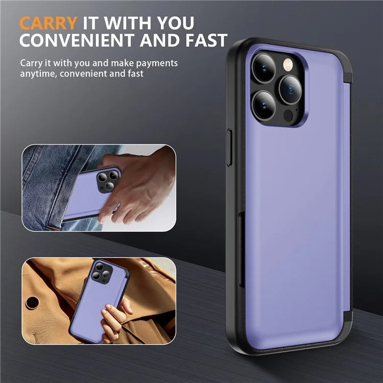 For iPhone 13 Pro Case TPU+PC Phone Cover with Kickstand / Card Holder Slot
