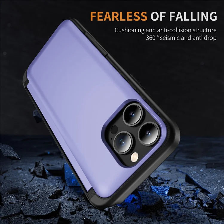 For iPhone 13 Pro Case TPU+PC Phone Cover with Kickstand / Card Holder Slot