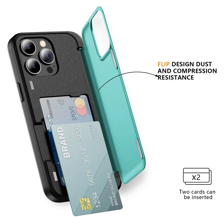 For iPhone 13 Pro Case TPU+PC Phone Cover with Kickstand / Card Holder Slot
