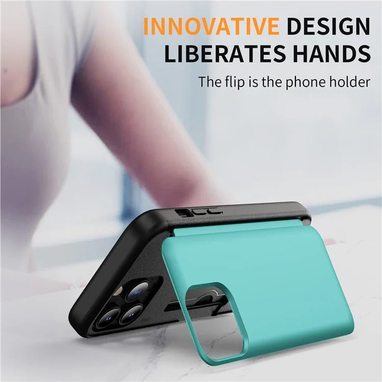 For iPhone 13 Pro Case TPU+PC Phone Cover with Kickstand / Card Holder Slot