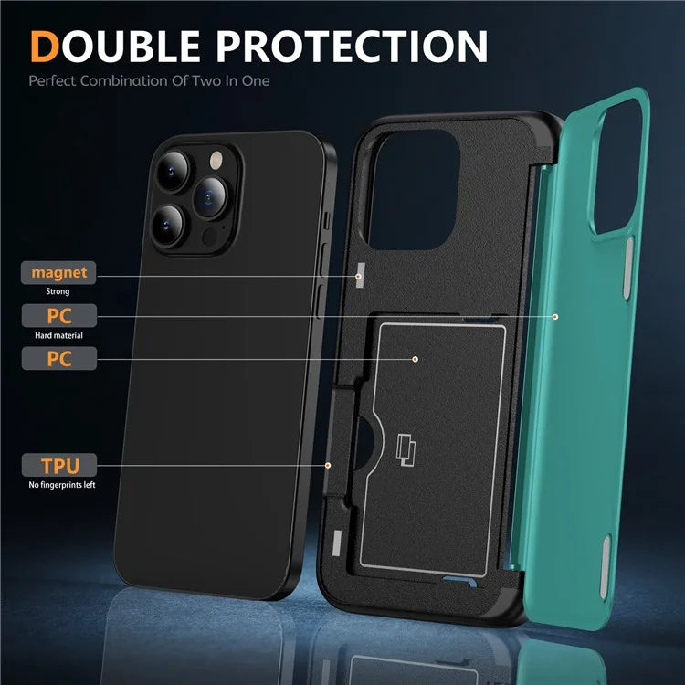 For iPhone 13 Pro Case TPU+PC Phone Cover with Kickstand / Card Holder Slot