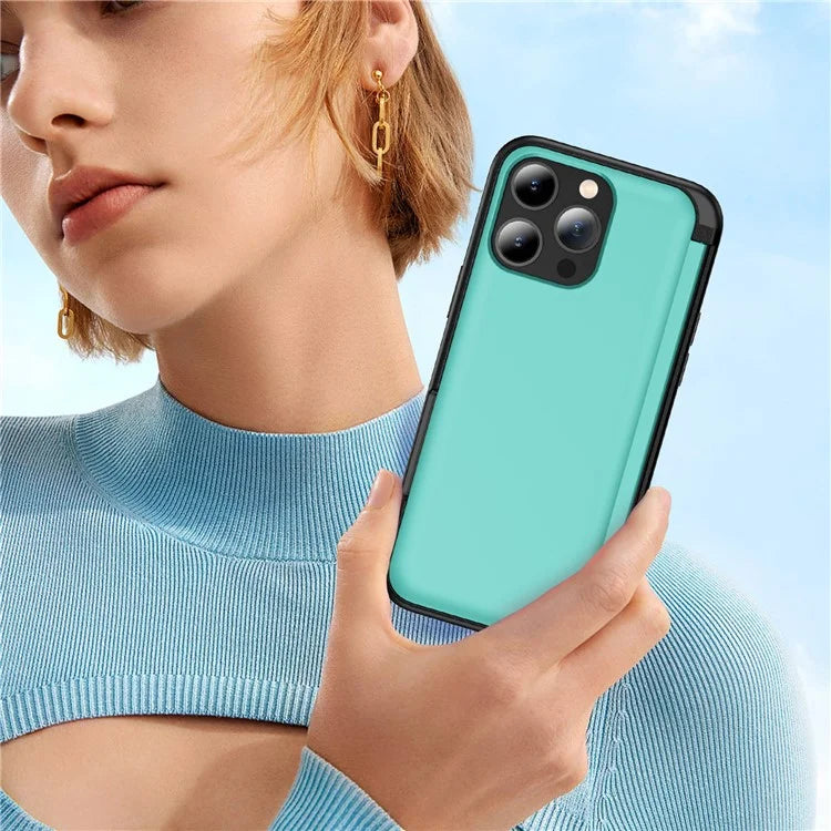 For iPhone 13 Pro Case TPU+PC Phone Cover with Kickstand / Card Holder Slot
