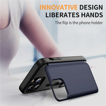 For iPhone 13 Pro Max Case Card Holder Kickstand TPU+PC 2-in-1 Phone Cover