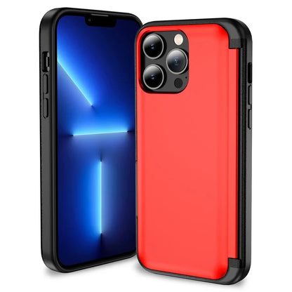 For iPhone 13 Pro Max Case Card Holder Kickstand TPU+PC 2-in-1 Phone Cover