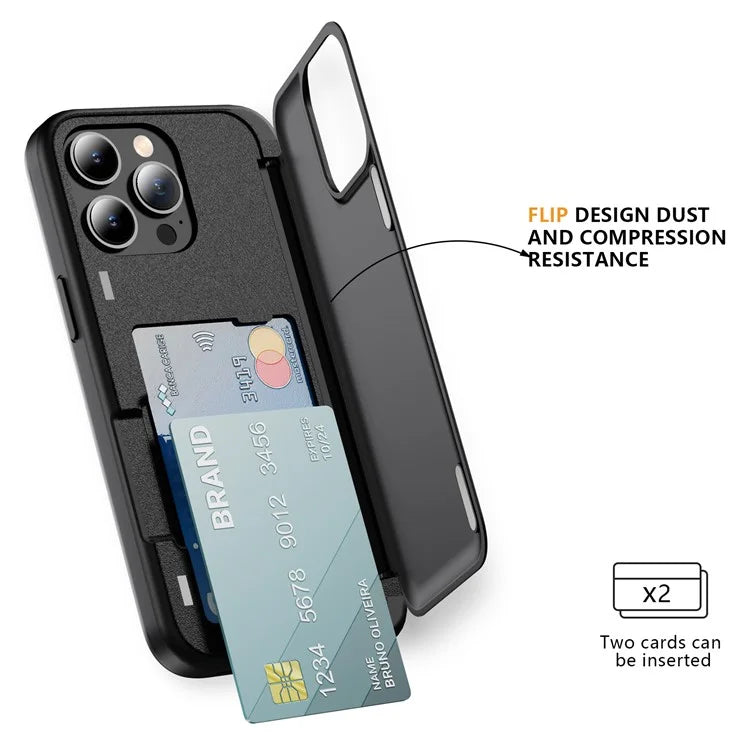 For iPhone 14 Pro Case Card Slot Flip Kickstand Back Phone Cover