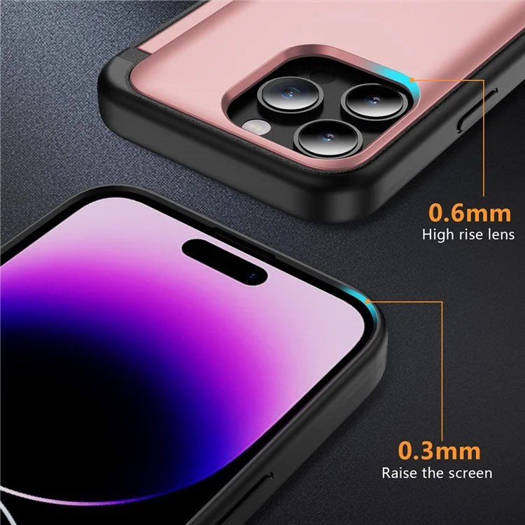 For iPhone 14 Pro Max Card Holder Case Flip Kickstand TPU+PC Protective Phone Cover