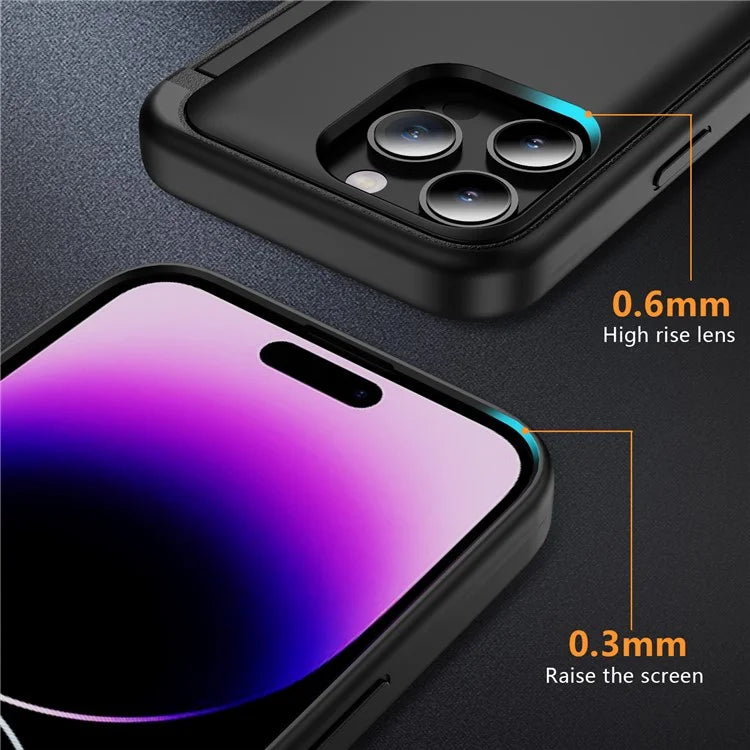 For iPhone 14 Pro Max Card Holder Case Flip Kickstand TPU+PC Protective Phone Cover