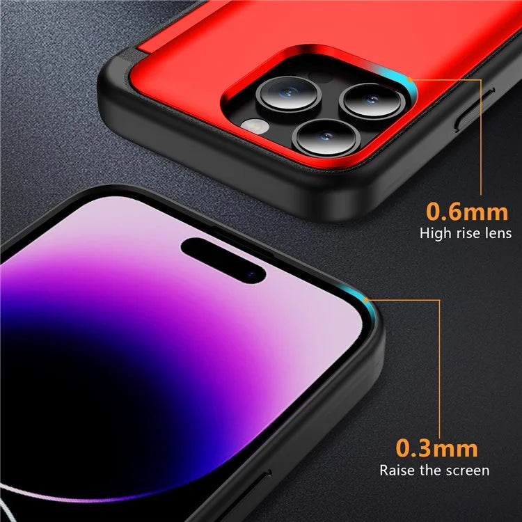 For iPhone 14 Pro Max Card Holder Case Flip Kickstand TPU+PC Protective Phone Cover