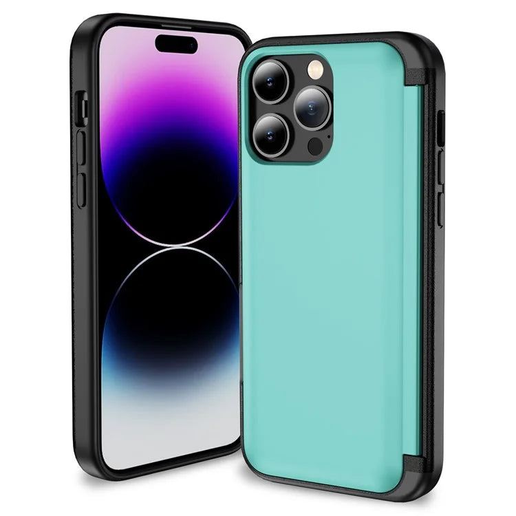 For iPhone 14 Pro Max Card Holder Case Flip Kickstand TPU+PC Protective Phone Cover