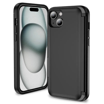 For iPhone 15 TPU+PC Case with Card Slot Flip Kickstand Drop Proof Phone Cover