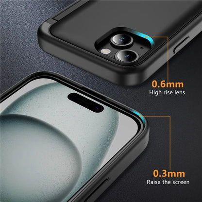 For iPhone 15 TPU+PC Case with Card Slot Flip Kickstand Drop Proof Phone Cover