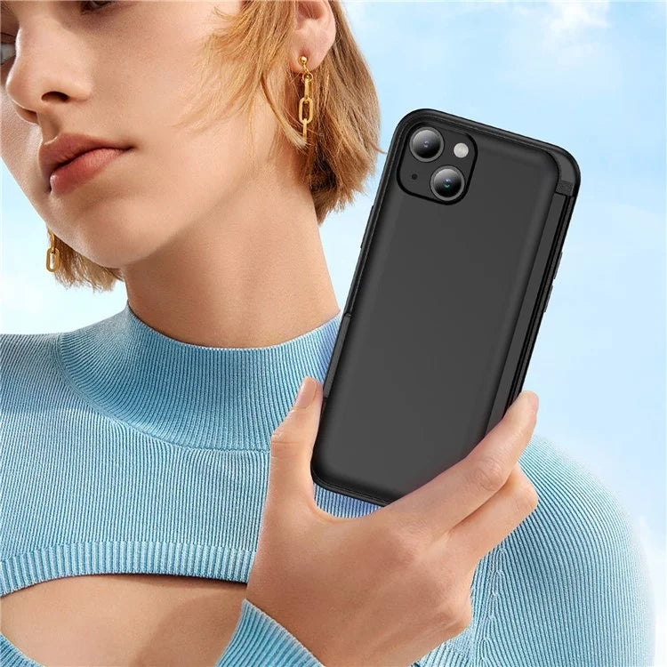 For iPhone 15 TPU+PC Case with Card Slot Flip Kickstand Drop Proof Phone Cover