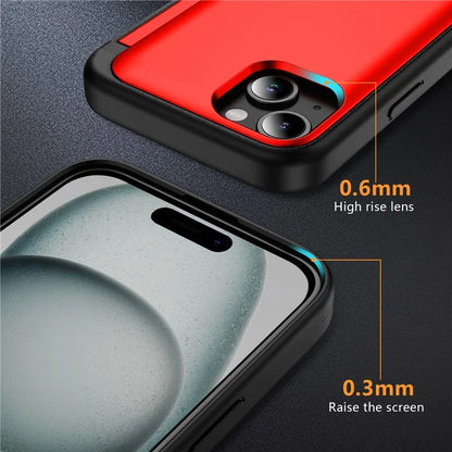 For iPhone 15 TPU+PC Case with Card Slot Flip Kickstand Drop Proof Phone Cover