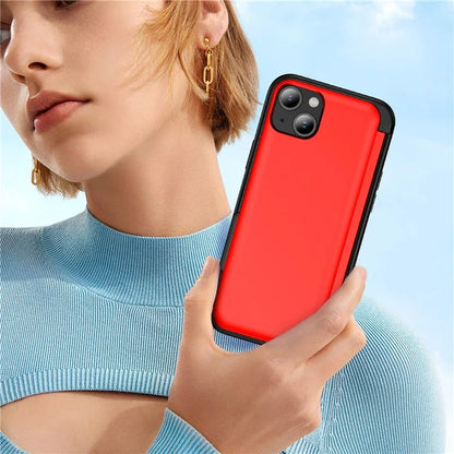 For iPhone 15 TPU+PC Case with Card Slot Flip Kickstand Drop Proof Phone Cover