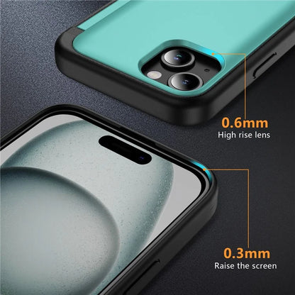For iPhone 15 TPU+PC Case with Card Slot Flip Kickstand Drop Proof Phone Cover