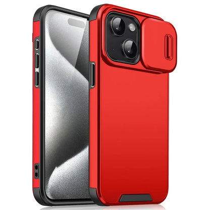 For iPhone 14 Plus / 15 Plus Case PC+TPU Back Phone Shell with Slide Camera Guard