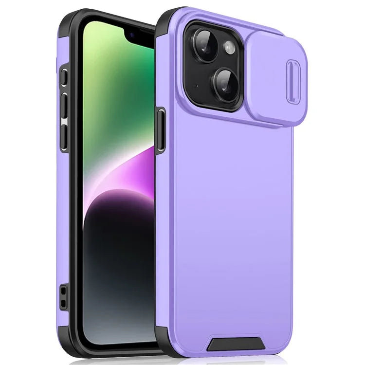 For iPhone 14 / iPhone 13 6.1 inch Case PC+TPU Shockproof Phone Cover with Slide Camera Guard