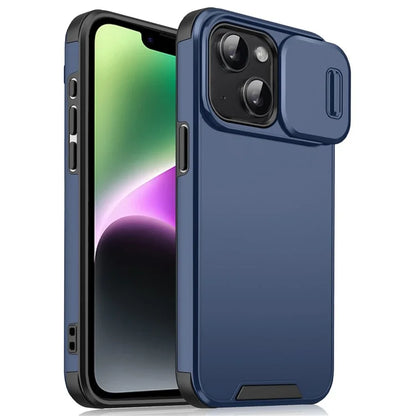 For iPhone 14 / iPhone 13 6.1 inch Case PC+TPU Shockproof Phone Cover with Slide Camera Guard