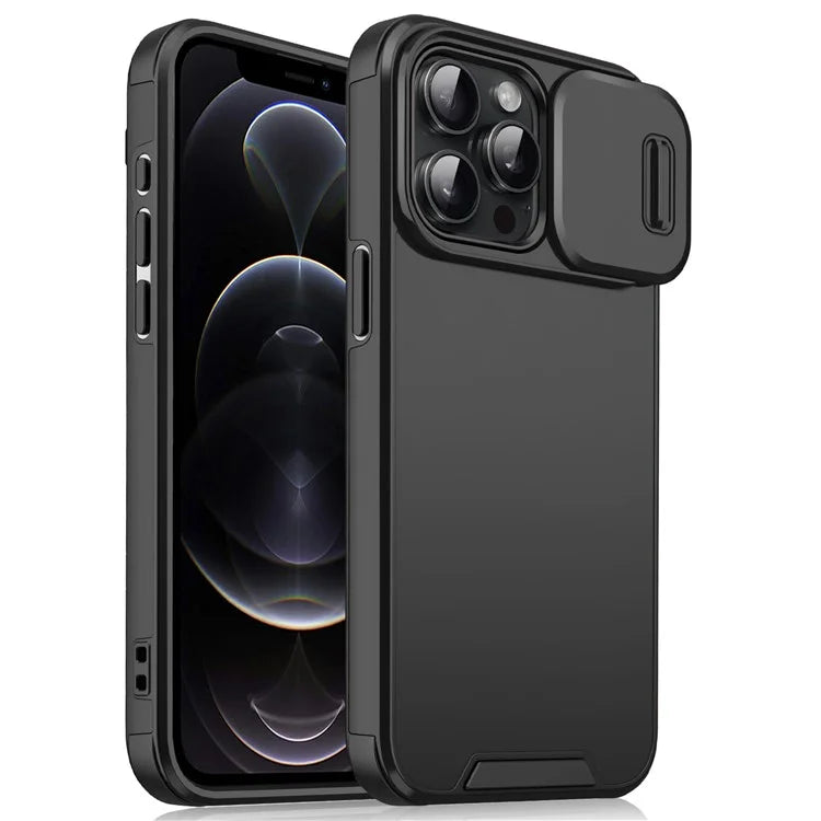 For iPhone 12 Pro Max Case PC+TPU Scratch Resistant Phone Cover with Slide Camera Guard