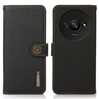 KHAZNEH For Xiaomi Redmi A3 / Poco C61 4G Case RFID Blocking Anti-drop Genuine Cow Leather Phone Cover