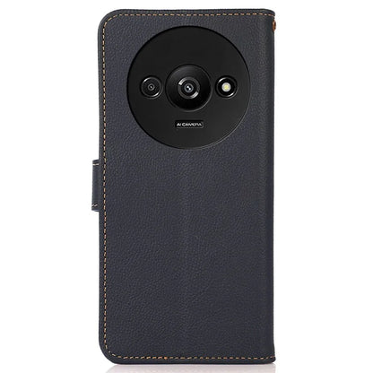 KHAZNEH For Xiaomi Redmi A3 / Poco C61 4G Case RFID Blocking Anti-drop Genuine Cow Leather Phone Cover
