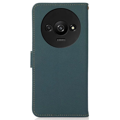 KHAZNEH For Xiaomi Redmi A3 / Poco C61 4G Case RFID Blocking Anti-drop Genuine Cow Leather Phone Cover