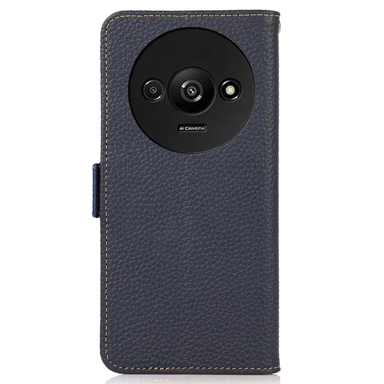KHAZNEH For Xiaomi Redmi A3 / Poco C61 4G Magnetic Cell Phone Case Genuine Cow Leather RFID Blocking Cover