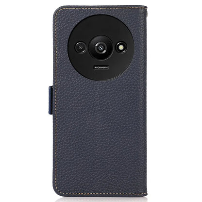 KHAZNEH For Xiaomi Redmi A3 / Poco C61 4G Magnetic Cell Phone Case Genuine Cow Leather RFID Blocking Cover