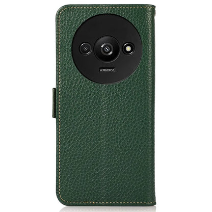 KHAZNEH For Xiaomi Redmi A3 / Poco C61 4G Magnetic Cell Phone Case Genuine Cow Leather RFID Blocking Cover
