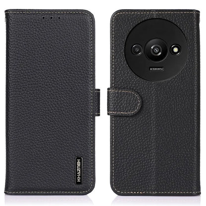 KHAZNEH Stand Case for Xiaomi Redmi A3 / Poco C61 4G Support Stand Genuine Cow Leather Phone Cover