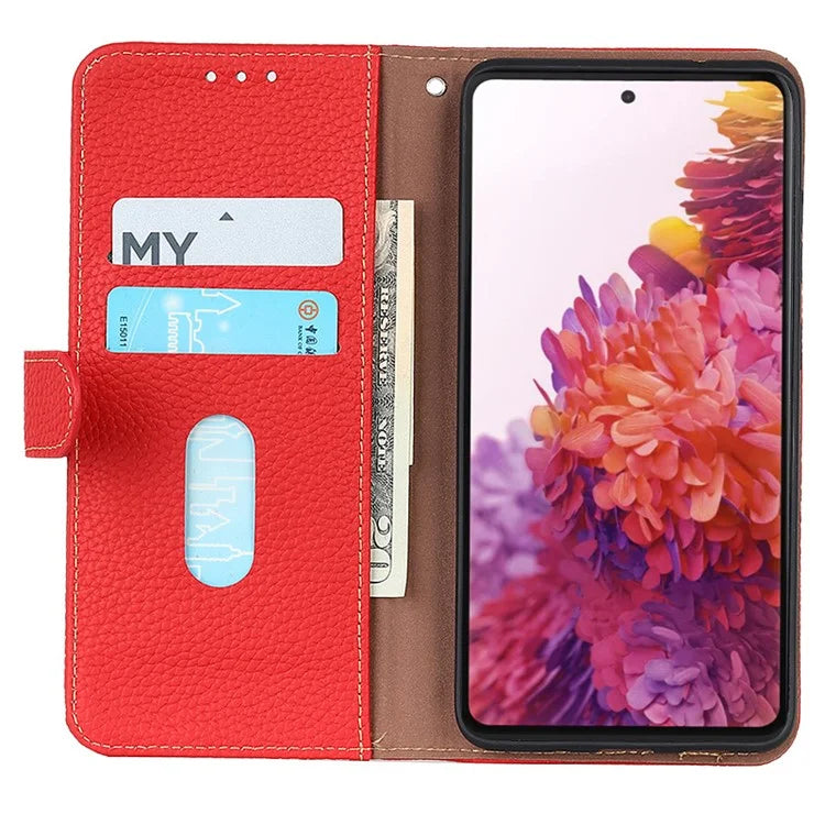 KHAZNEH Stand Case for Xiaomi Redmi A3 / Poco C61 4G Support Stand Genuine Cow Leather Phone Cover