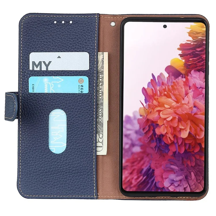 KHAZNEH Stand Case for Xiaomi Redmi A3 / Poco C61 4G Support Stand Genuine Cow Leather Phone Cover