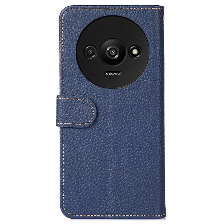KHAZNEH Stand Case for Xiaomi Redmi A3 / Poco C61 4G Support Stand Genuine Cow Leather Phone Cover