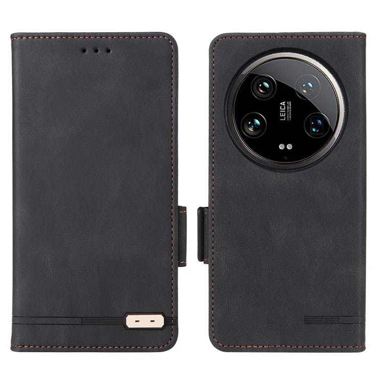 For Xiaomi 14 Ultra Wallet Case Hardware Decor PU Leather Stand Phone Cover