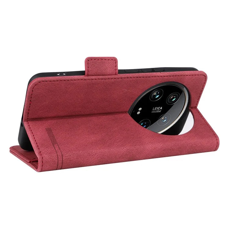 For Xiaomi 14 Ultra Wallet Case Hardware Decor PU Leather Stand Phone Cover
