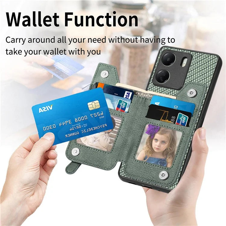 C1-04 For Xiaomi Redmi 13C 4G / 13C 5G / 13R 5G / Poco M6 5G / Poco C65 4G Wallet Phone Case Kickstand PU+PC+TPU Phone Cover