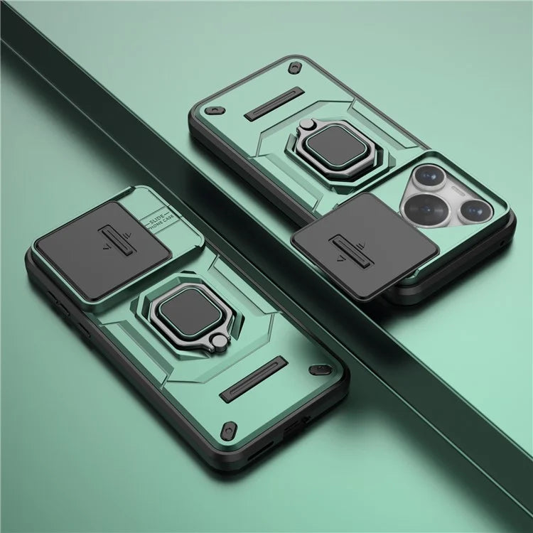 For Huawei Pura 70 Case PC+TPU Protective Phone Shell with Slide Lens Cover