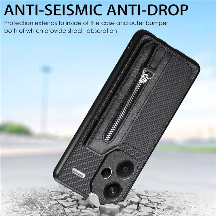 C1-04 For Xiaomi Redmi Note 13 Pro+ 5G Case Carbon Fiber Leather Coated PC+TPU Phone Cover