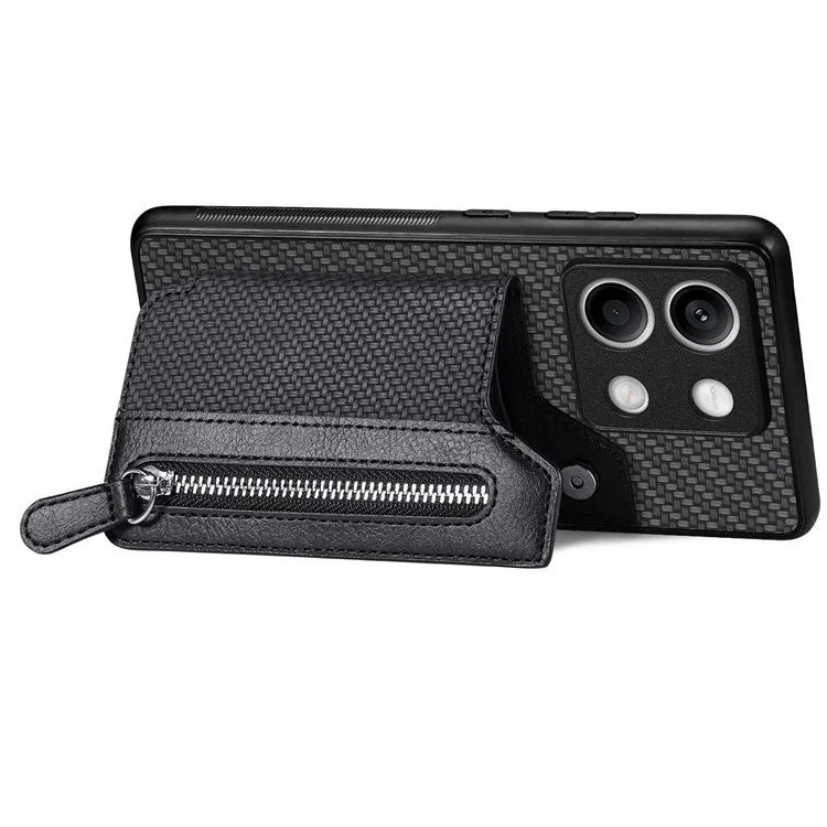 C1-04 For Xiaomi Redmi Note 13 5G Case Leather+PC+TPU Zipper Wallet Phone Cover