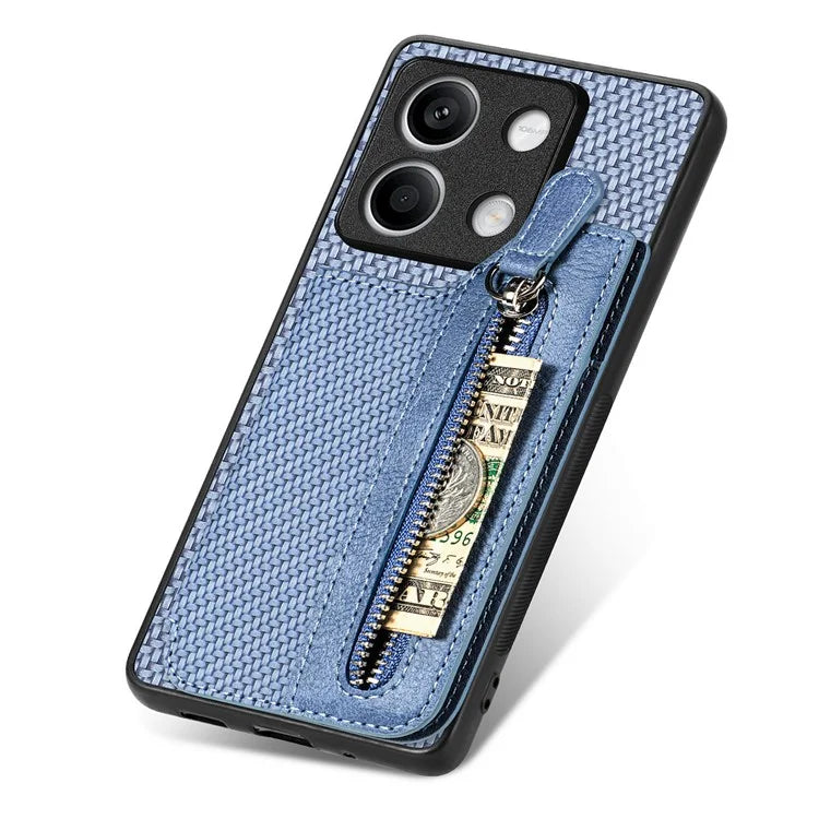 C1-04 For Xiaomi Redmi Note 13 5G Case Leather+PC+TPU Zipper Wallet Phone Cover