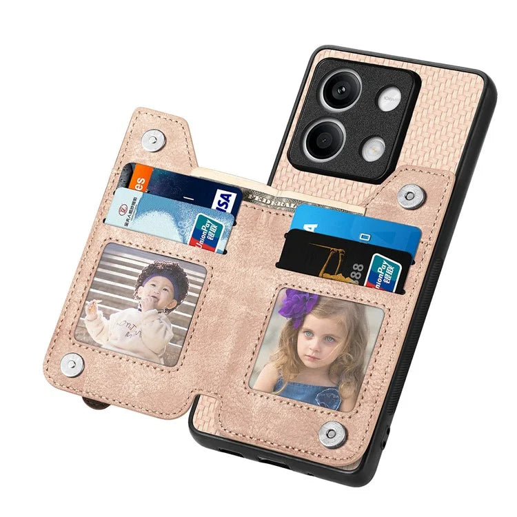 C1-04 For Xiaomi Redmi Note 13 4G Wallet Case PU+PC+TPU Phone Cover with Kickstand