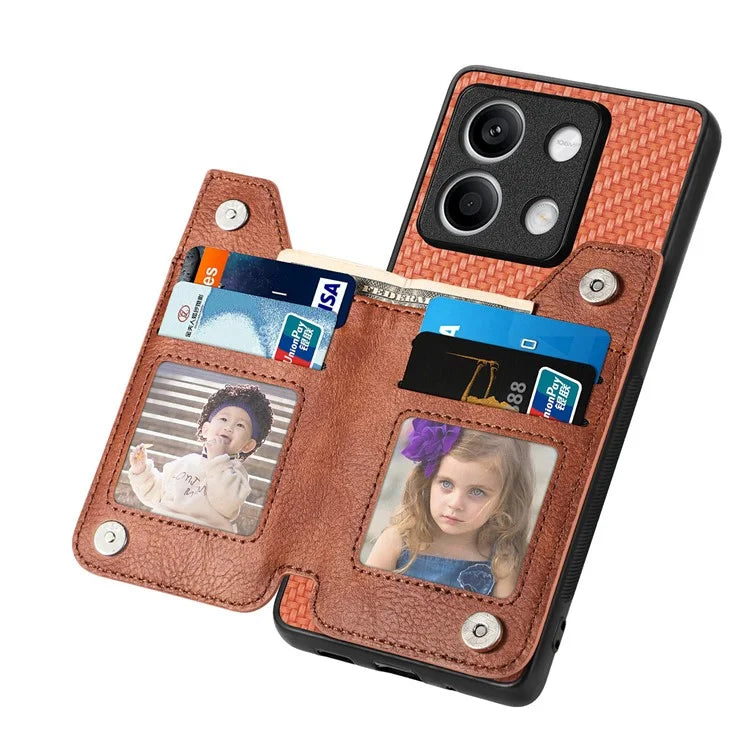 C1-04 For Xiaomi Redmi Note 13 4G Wallet Case PU+PC+TPU Phone Cover with Kickstand