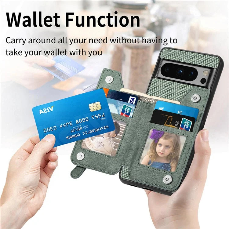 C1-04 For Google Pixel 8 Pro Phone Case Kickstand PU+PC+TPU Wallet Phone Cover
