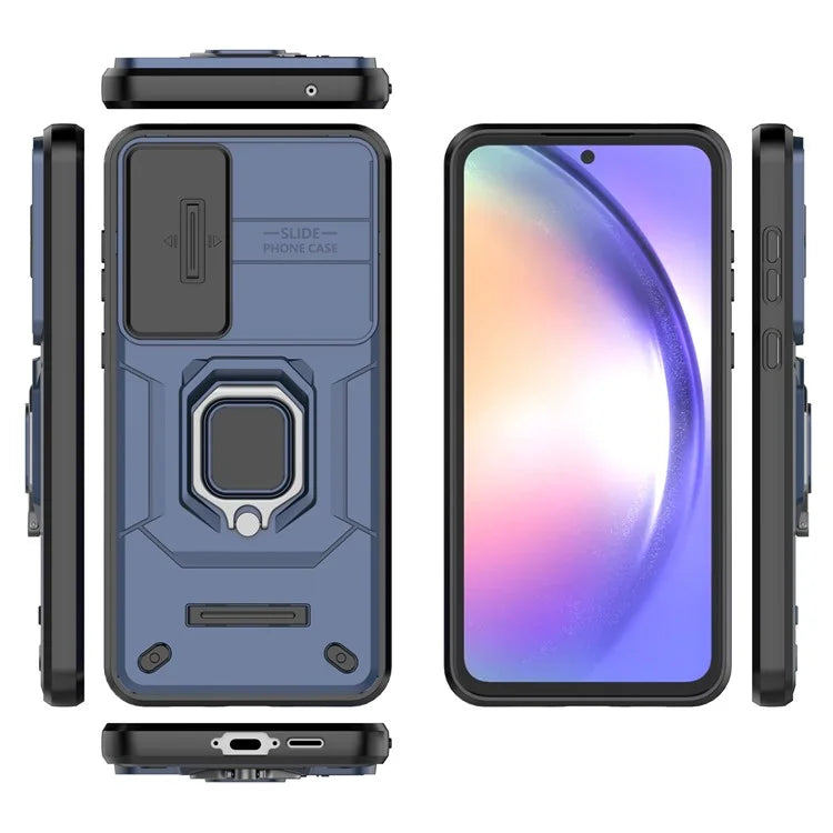 For Samsung Galaxy A55 5G Case PC+TPU Anti-scratch Phone Protective Cover with Slide Lens Cover