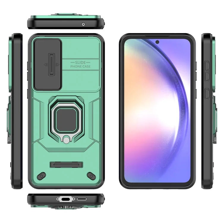 For Samsung Galaxy A55 5G Case PC+TPU Anti-scratch Phone Protective Cover with Slide Lens Cover